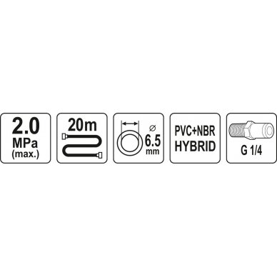 Pneumatinė žarna | Hybrid | 6,5 mm x 20 m (YT-24231) 2