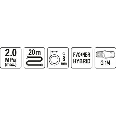 Pneumatinė žarna | Hybrid | 8 mm x 20 m (YT-24234) 2