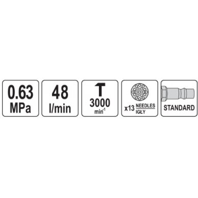 Pneumatinis plaktukas adatinis | 13 adatų | mini (YT-09913) 3