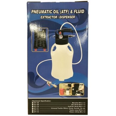 Pneumatinis tepalo užpylimo ir išsiurbimo įrenginys su ATF adapteriais | 6 L | 15 vnt. (FD6L) 6