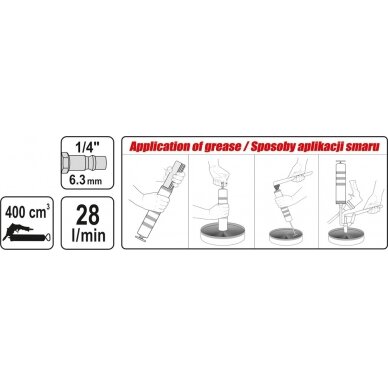 Pneumatinis tepimo pistoletas | 400 cm3 (YT-07055) 2