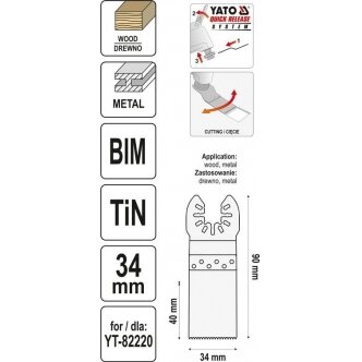 Priedas daugiafunkciniam įrankiui | BIM-TIN | 90 mm / 34 mm (YT-34712) 3