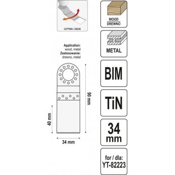 Priedas daugiafunkciniam įrankiui | BIM-TIN | 90 mm / 34 mm (YT-34702) 3