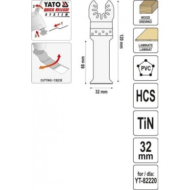 Priedas daugiafunkciniam įrankiui | 120 mm / 32 mm (YT-34710) 3