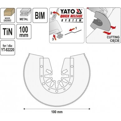Priedas daugiafunkciniam įrankiui | BIM-TIN | 100 mm (YT-34711) 3