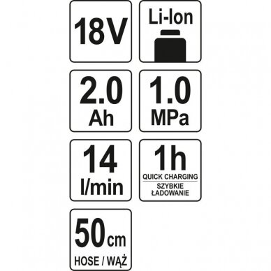 Pripūtimo pistoletas YATO YT-82894 | Li-ion | 18V | 1.0MPA 6