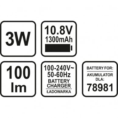 Prožektorius STHOR 78118 | Li-ion | 10.8V | 100LM 5