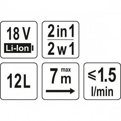 Purkštuvas-siurblys YATO YT-86211 | Li-ion | 18V | 12L | be akumuliatoriaus 10