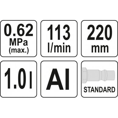 Putų generavimo pistoletas pneumatinis | 1 l / 220 mm (YT-23640) 3