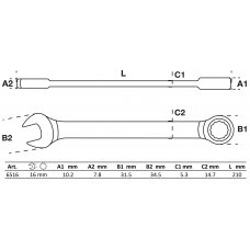 Raktas kombinuotas terkšlinis | 16 mm (6516)