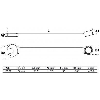 Raktas kombinuotas | ilgas tipas | 30 mm (1229-30) 3