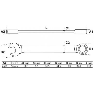 Raktas kombinuotas terkšlinis | 16 mm (6516) 1