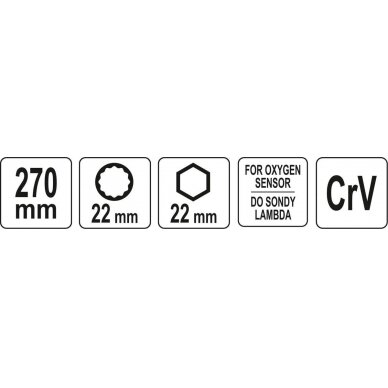 Raktas lambda zondui / deguonies davikliui dvipusis | 22 mm (YT-17515) 5