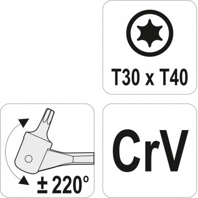 Raktas šarnyrinis dvipusis | T-Star (Torx) T30XT40 (YT-05313) 3