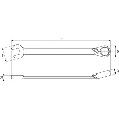 Raktas su terkšle reversinis 23 mm (YT-1666) 1