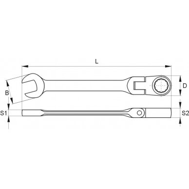 Raktas su terkšle vartoma galvute 16 mm (YT-1682) 1