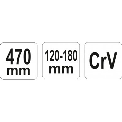Raktas užmetamas su varžtu Cr-V, 120-180 mm (YT-01679) 2