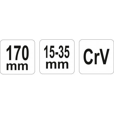 Raktas užmetamas su varžtu Cr-V, 15-35 mm (YT-01675) 2