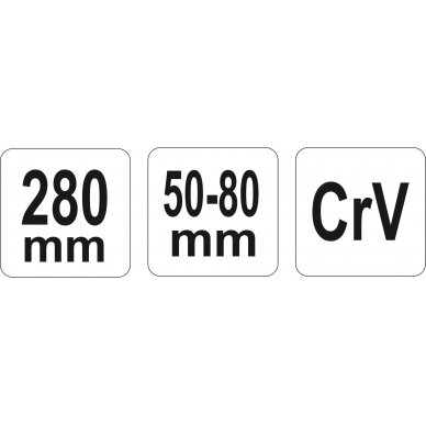Raktas užmetamas su varžtu Cr-V, 50-80 mm (YT-01677) 2