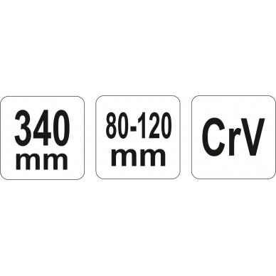 Raktas užmetamas su varžtu Cr-V, 80-120 mm (YT-01678) 2