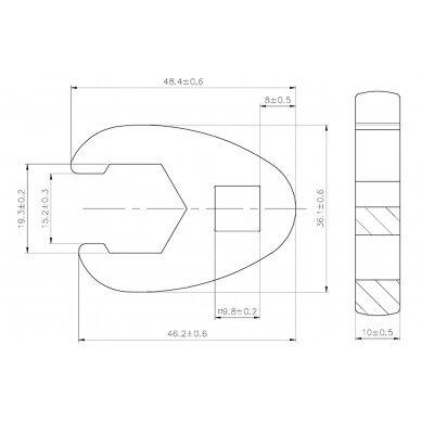 Raktas "varnos koja" | 10 mm (3/8") | 19 mm (1756-19) 2