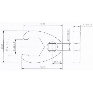 Raktas varnos koja | 12.5 mm (1/2") | 33 mm (1759-33) 1