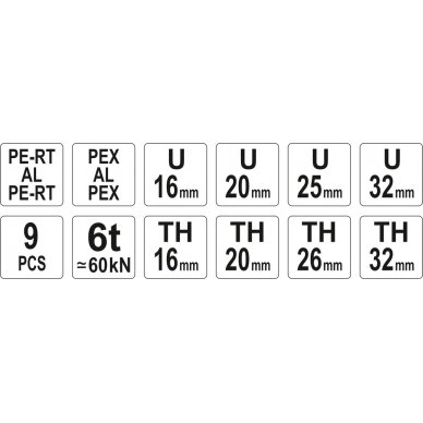 Rankinis hidraulinis presas presavimui PEX-AL-PEX plus 8 jungiamosios detalės (YT-21735) 6