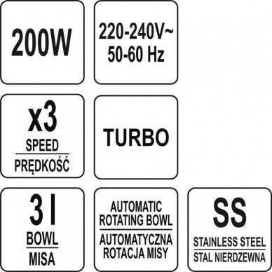 Rankinis mikseris / plakiklis | nerūdijančio plieno indas | 200-250W (67790) 9