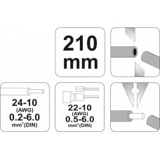 Replės laidams daugiafunkcinės | 0,5÷6 mm2 | 210 mm (YT-2278)