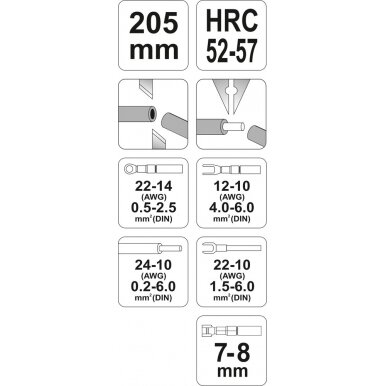 Replės laidams daugiafunkcinės 0,2-6 (22-14, 12-10, 24-10, 22-10 AWG) (YT-2313) 3