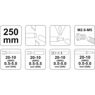 Replės elektrikui | 250 mm (YT-2254) 2