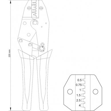 Replės jungčių užspaudimui | 0,5 - 4,0 mm² (YT-2299) 3