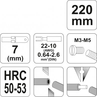 Replės laidams | 220 mm (YT-2295) 2