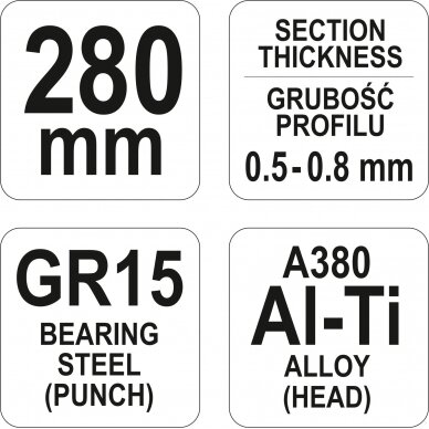 Replės profilių sujungimams / skylėms | 280 mm (YT-51311) 4