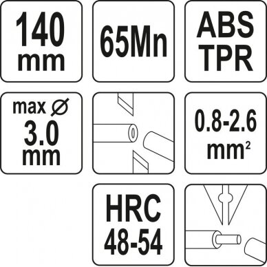Replės šoninės | su vielos valymo funkcijomis | 140 mm / 0.8-2.6MM2 (YT-22640) 4