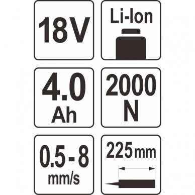 Sandarinimo pistoletas YATO YT-82888 | Li-ion | 18V | 225MM 3