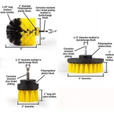 Šepečių rinkinys su Hex 6.3 mm (1/4") galu | Nailonas | 3 vnt. (DB003)