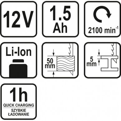 Siaurapjūklis STHOR 78121 | Li-ion | 12V | 2100 MIN-1 2