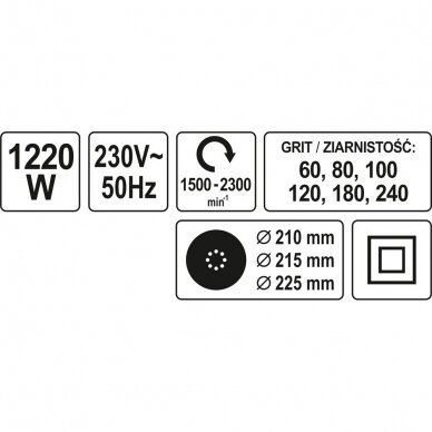 Sieninis šlifuoklis YATO YT-82340 | 1220W | 225MM 4