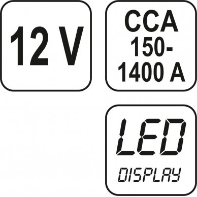 Skaitmeninis akumuliatoriaus testeris 12V (YT-8311) 2