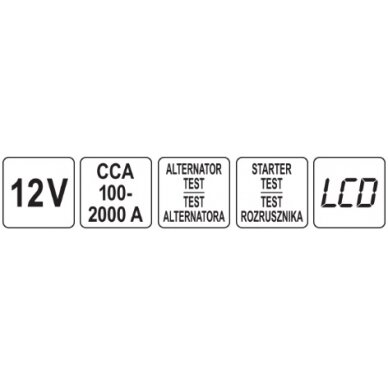 Skaitmeninis akumuliatoriaus testeris | 12V (YT-83114) 5