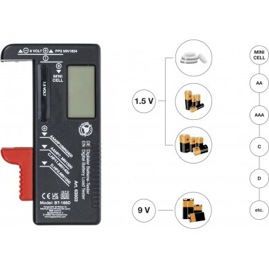 Skaitmeninis baterijos apkrovos testeris | 1,5 V / 9 V (63503) 1