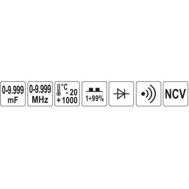Skaitmeninis daugiafunkcinis testeris | TRUE RMS | (9999 AUTO LCD (YT-730893) 5