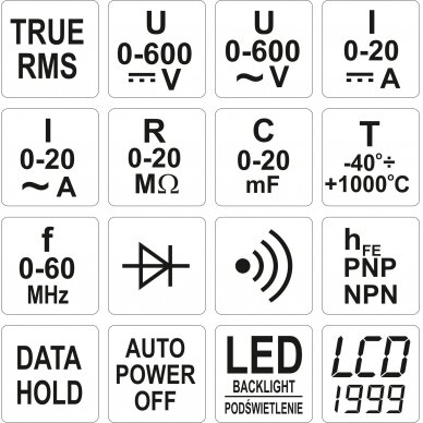 Skaitmeninis daugiafunkcinis testeris | TRUE RMS (YT-73083) 4