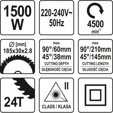 Skersinio pjovimo staklės YATO YT-82172 | 1500W | 185MM 4