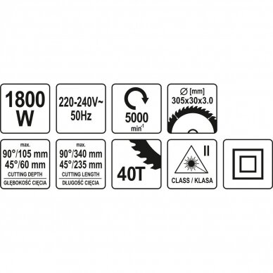 Skersinio pjovimo staklės YATO YT-82175 | 1800W | 305MM 6