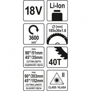 Skersinio pjovimo staklės YATO YT-82817 | Li-ion | 18V | 185MM | be akumuliatoriaus 6