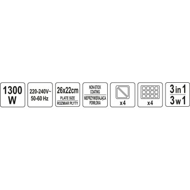 Skrudintuvas / tosteris / vafliai / grilis | 4 įdėklai / 3-viename | 1300W (67522) 13