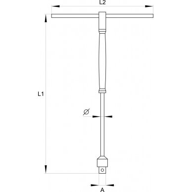 Slankiojanti rankena galvutėms | gumuota | 12.5 mm (1/2") (YT-1567) 1