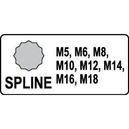 Smūginių antgalių rinkinys | 12,5 mm (1/2") | Spline (XZN) M5 - M18 | 8 vnt. (YT-1069) 3